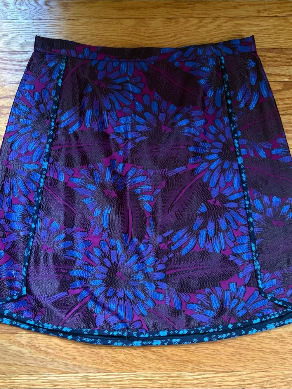 J. Crew midnight Purple Floral A-Line Jacquard skirt